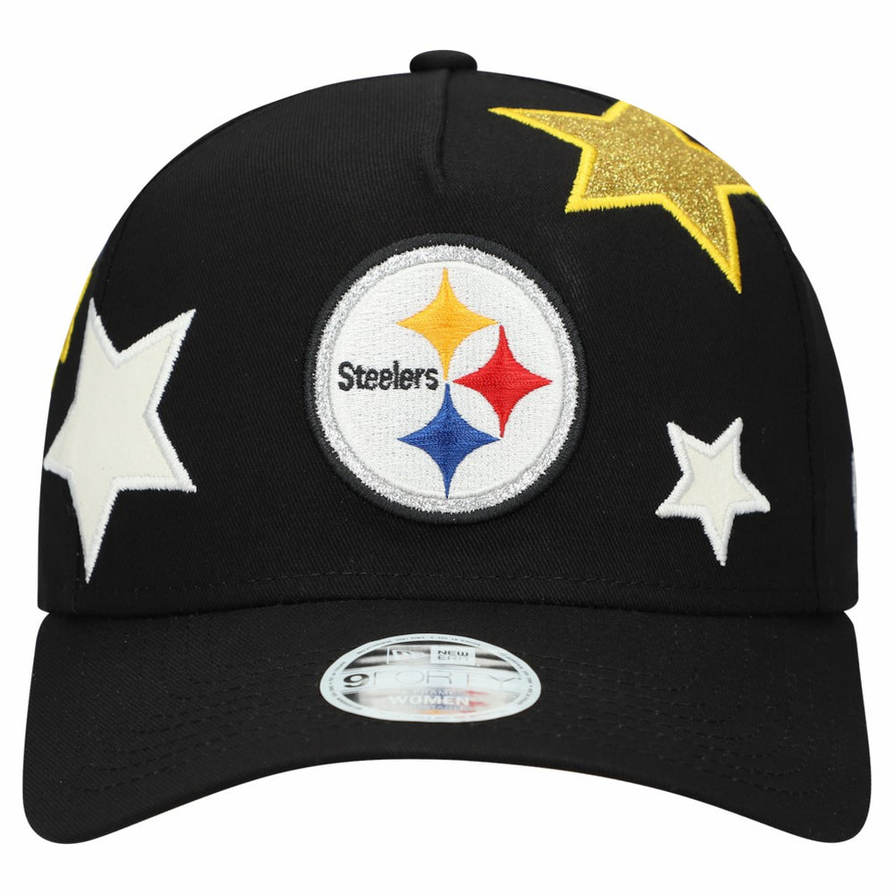 Pittsburgh Steelers New Era Women's Stardom A-Frame 9FORTY Adjustable Hat Black