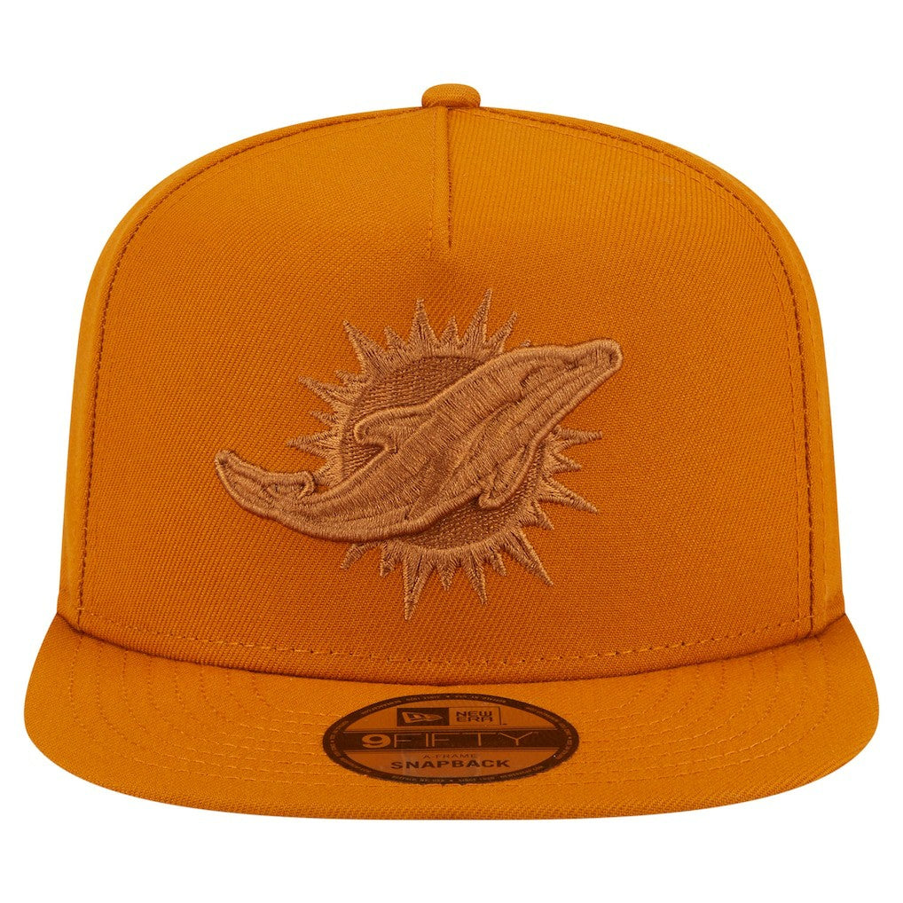 Miami Dolphins New Era Color Pack A-Frame 9FIFTY Snapback Hat Brown