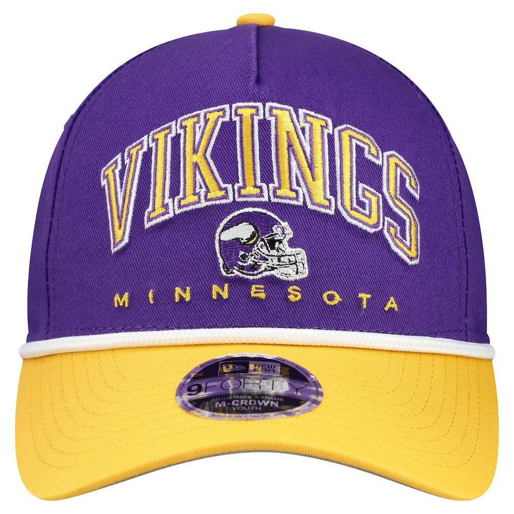 Minnesota Vikings New Era Youth Arch COOLERA 9FORTY A-Frame Adjustable Hat Purple/Gold