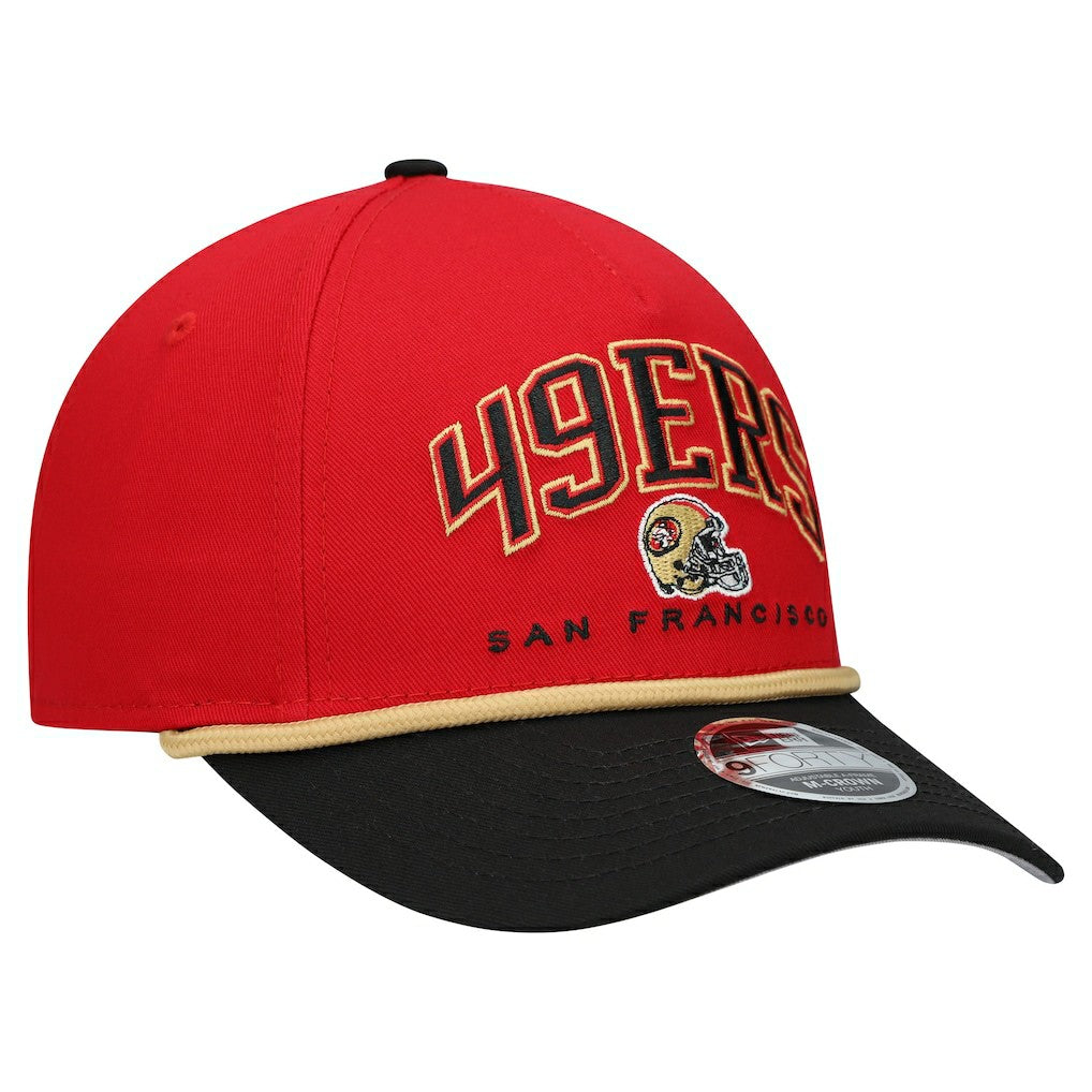 San Francisco 49ers New Era Youth Arch COOLERA 9FORTY A-Frame Adjustable Hat Scarlet/Black