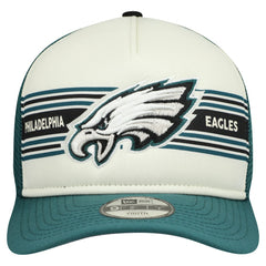 Philadelphia Eagles New Era Youth Banner 9FIFTY A-Frame Adjustable Trucker Hat Cream/Midnight Green
