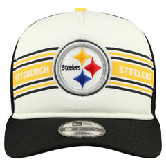 Pittsburgh Steelers New Era Youth Banner 9FIFTY A-Frame Adjustable Trucker Hat Cream/Black