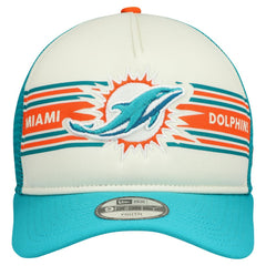Miami Dolphins New Era Youth Banner 9FIFTY A-Frame Adjustable Trucker Hat Cream/Aqua