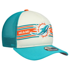 Miami Dolphins New Era Youth Banner 9FIFTY A-Frame Adjustable Trucker Hat Cream/Aqua