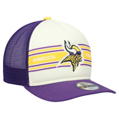 Minnesota Vikings New Era Youth Banner 9FIFTY A-Frame Adjustable Trucker Hat Cream/Purple