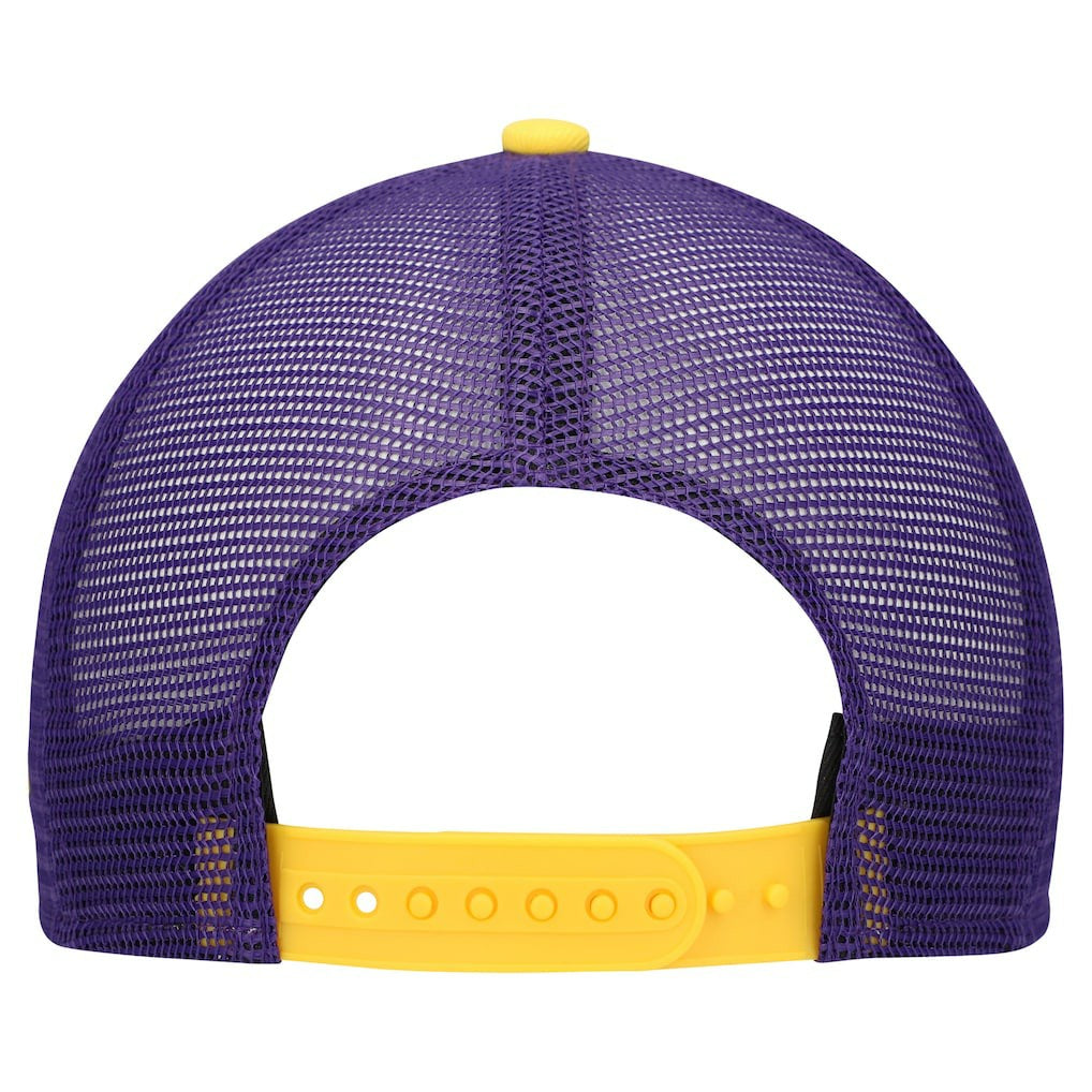Minnesota Vikings New Era Youth Banner 9FIFTY A-Frame Adjustable Trucker Hat Cream/Purple