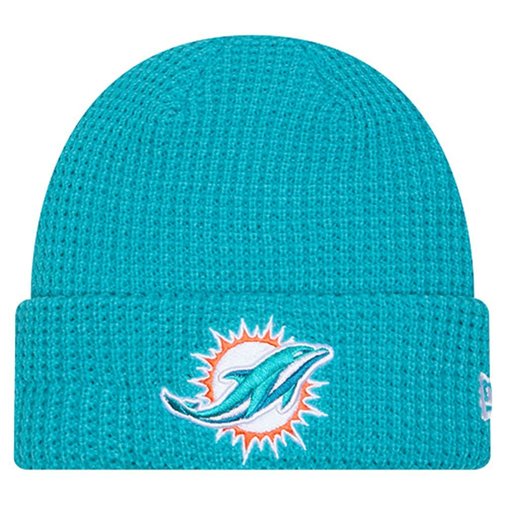 Miami Dolphins New Era Youth Waffle Cuffed Knit Hat Aqua