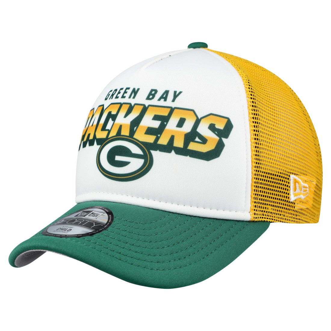 Green Bay Packers New Era Preschool 9FORTY A-Frame Adjustable Hat White