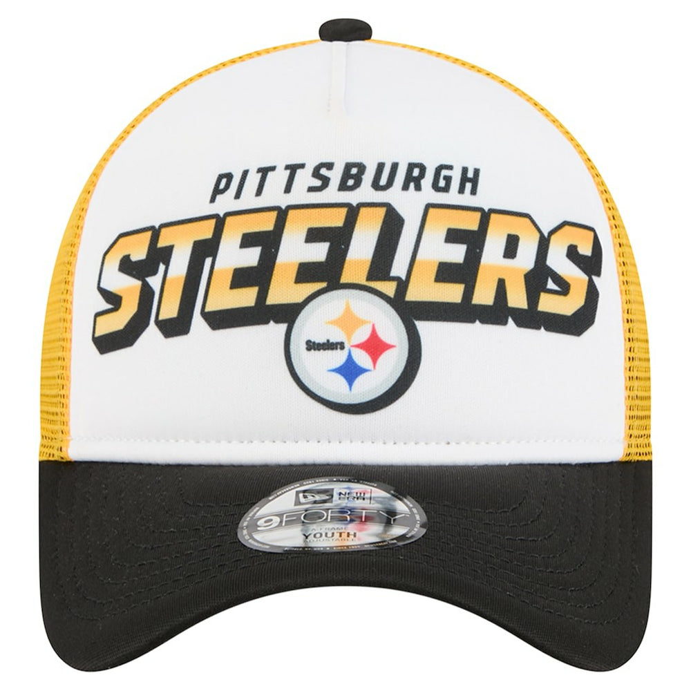Pittsburgh Steelers New Era Preschool 9FORTY A-Frame Adjustable Hat White