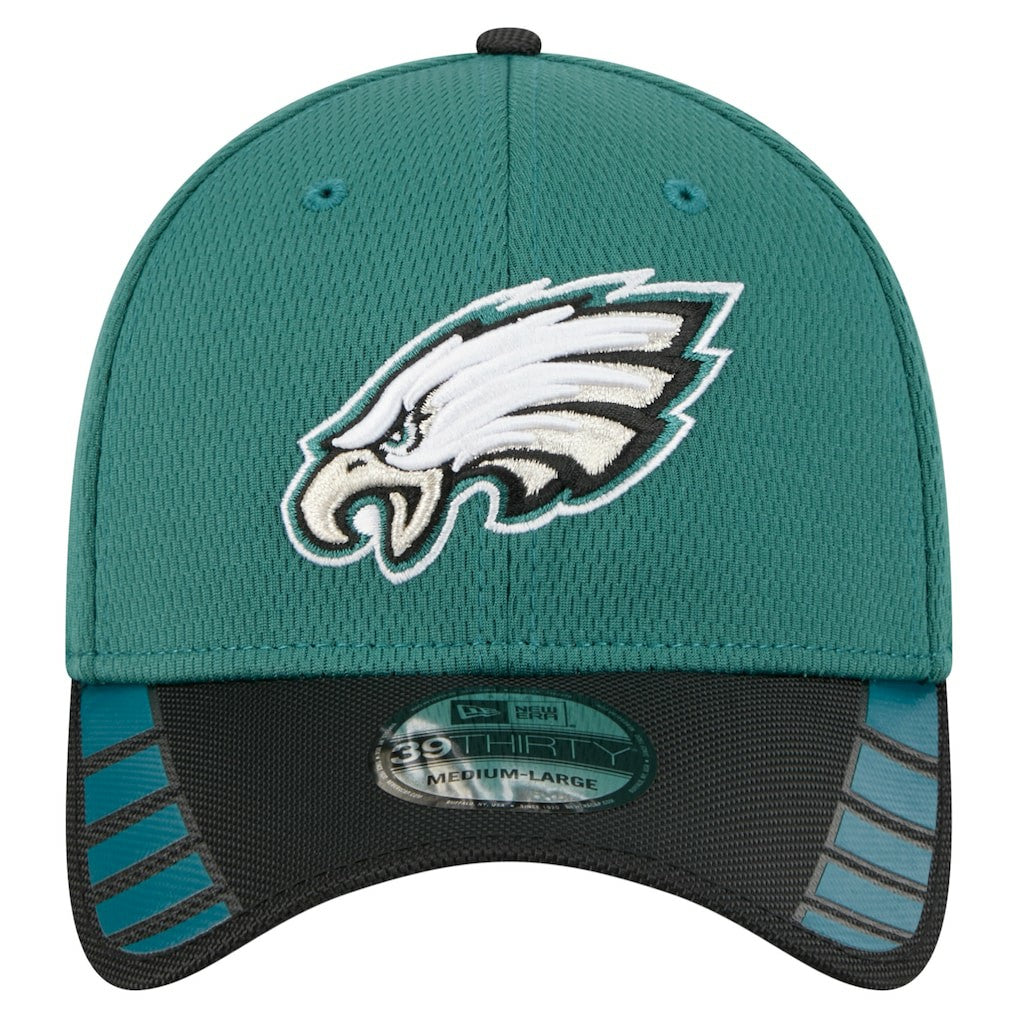 Philadelphia Eagles New Era Visor Hit 39THIRTY Flex Hat Midnight Green