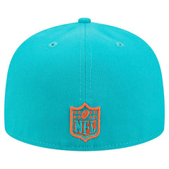 Miami Dolphins New Era Break 59FIFTY Fitted Hat Aqua/Orange