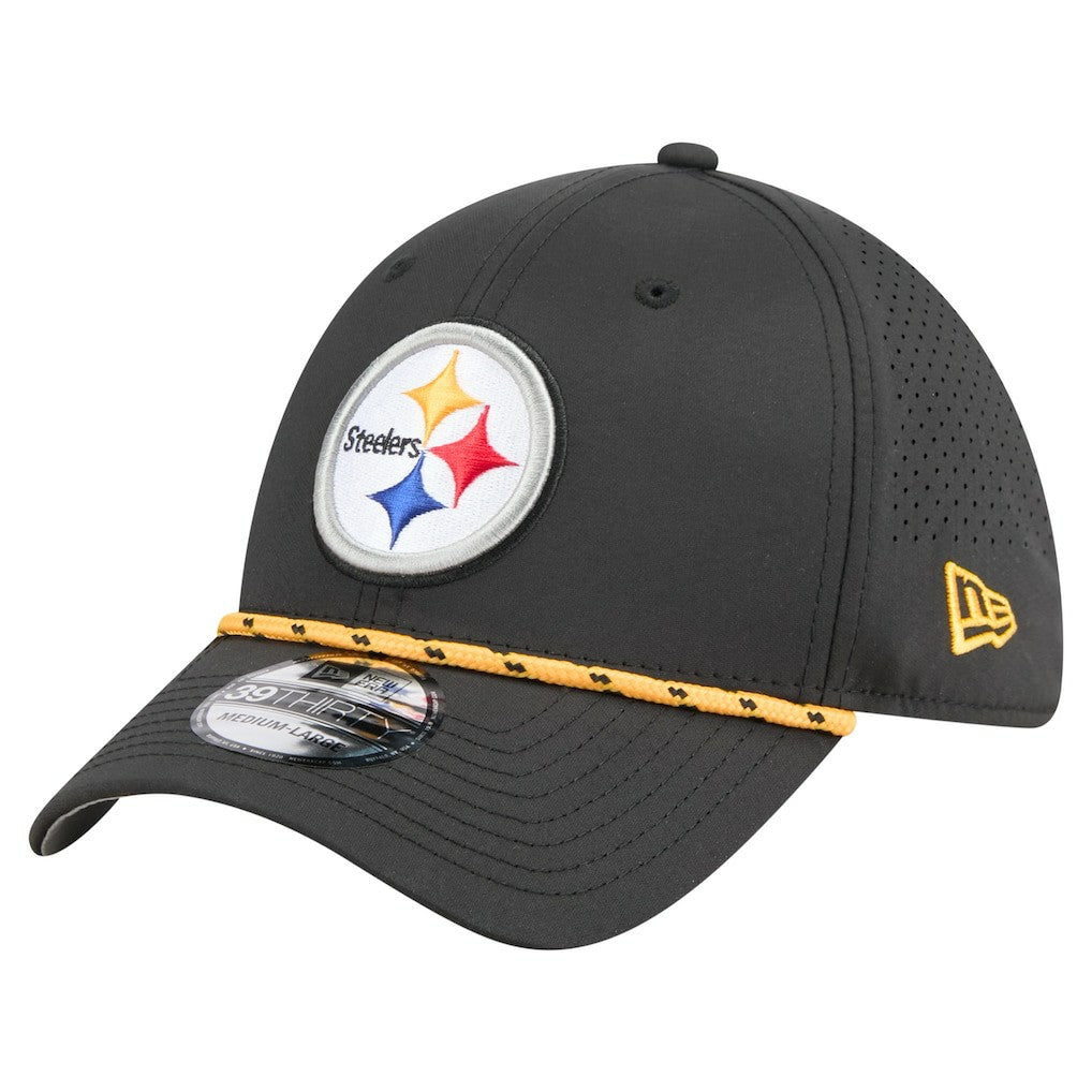 Pittsburgh Steelers New Era Perforated 39THIRTY Flex Hat Black