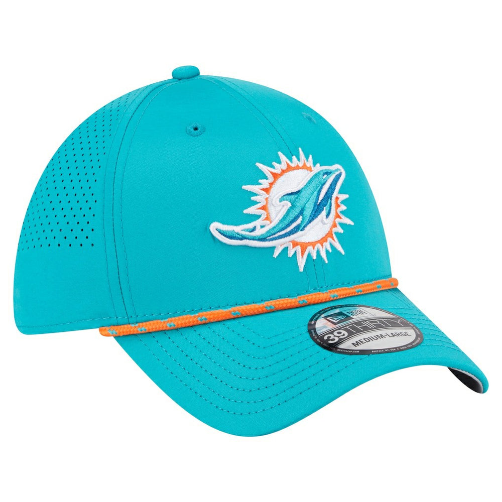 Miami Dolphins New Era Perforated 39THIRTY Flex Hat Aqua