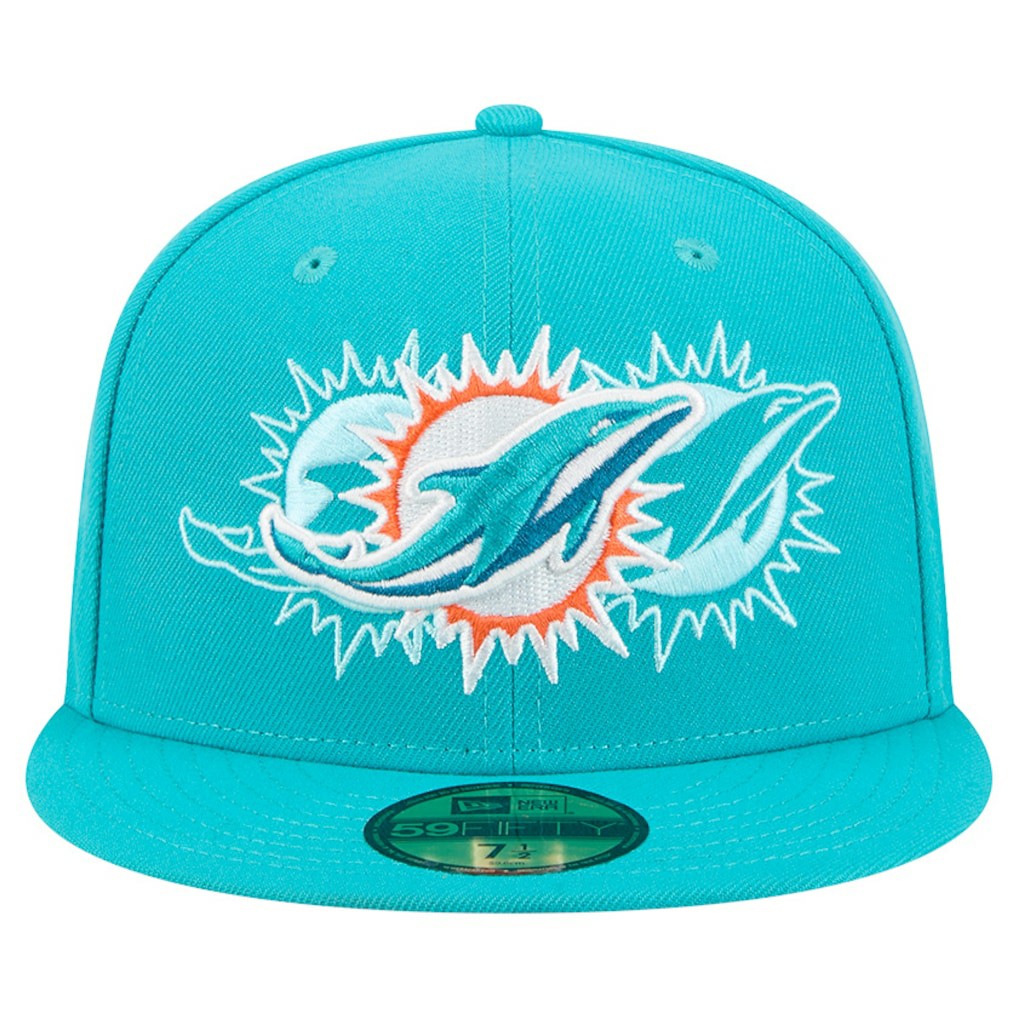 Miami Dolphins New Era Tri-Hit 59FIFTY Fitted Hat Aqua