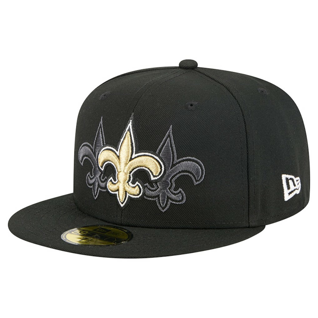 New Orleans Saints New Era Tri-Hit 59FIFTY Fitted Hat Black