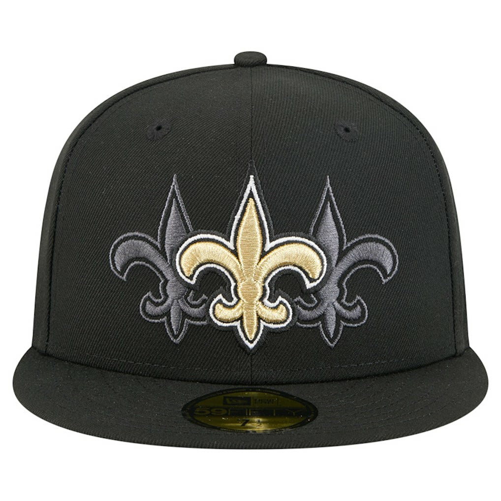 New Orleans Saints New Era Tri-Hit 59FIFTY Fitted Hat Black