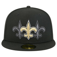 New Orleans Saints New Era Tri-Hit 59FIFTY Fitted Hat Black
