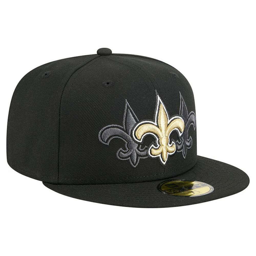 New Orleans Saints New Era Tri-Hit 59FIFTY Fitted Hat Black