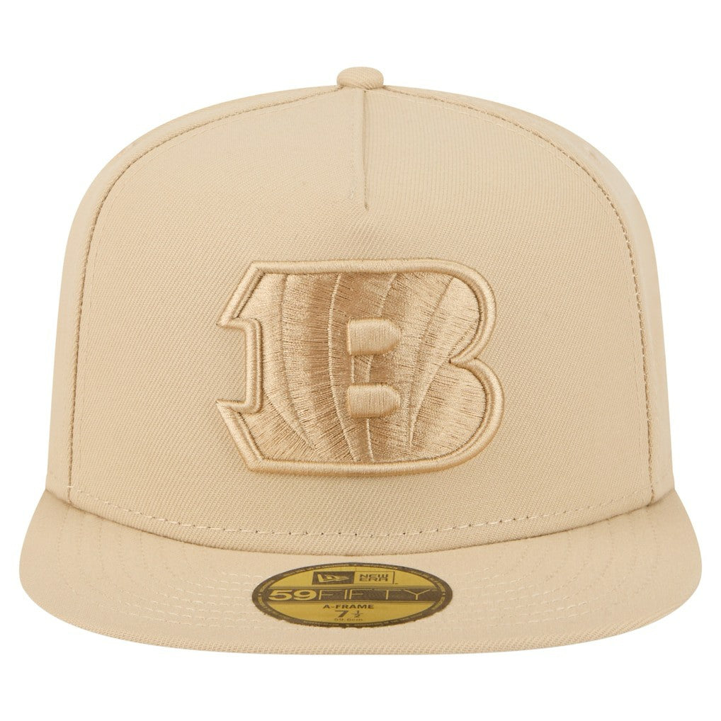 Cincinnati Bengals New Era Color Pack A-Frame 59FIFTY Fitted Hat Light Beige