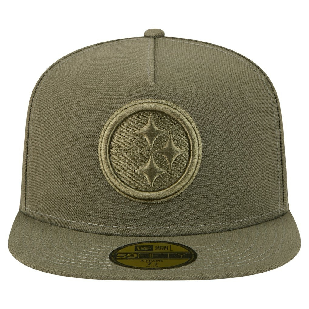 Pittsburgh Steelers New Era Color Pack A-Frame 59FIFTY Fitted Hat Olive