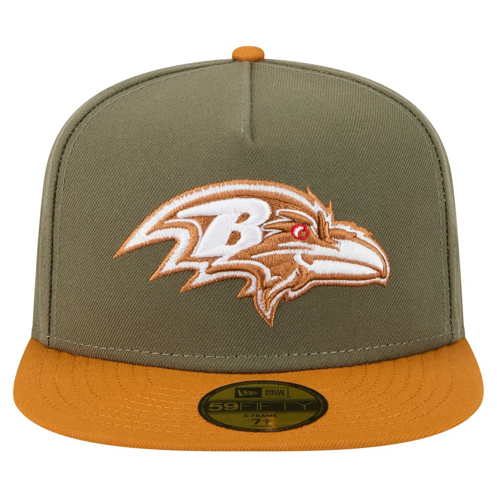 Baltimore Ravens New Era Color Pack A-Frame 59FIFTY Fitted Hat Olive/Brown