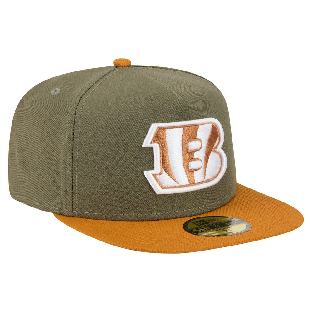 Cincinnati Bengals New Era Color Pack A-Frame 59FIFTY Fitted Hat Olive/Brown