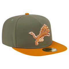 Detroit Lions New Era Color Pack A-Frame 59FIFTY Fitted Hat Olive/Brown