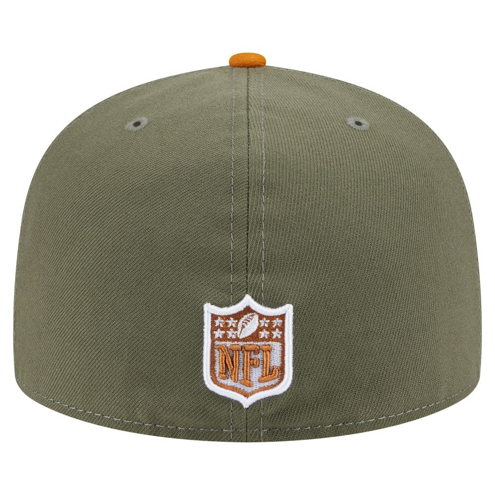 Detroit Lions New Era Color Pack A-Frame 59FIFTY Fitted Hat Olive/Brown
