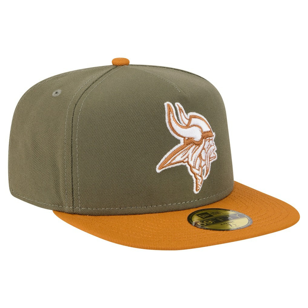 Minnesota Vikings New Era Color Pack A-Frame 59FIFTY Fitted Hat Olive/Brown