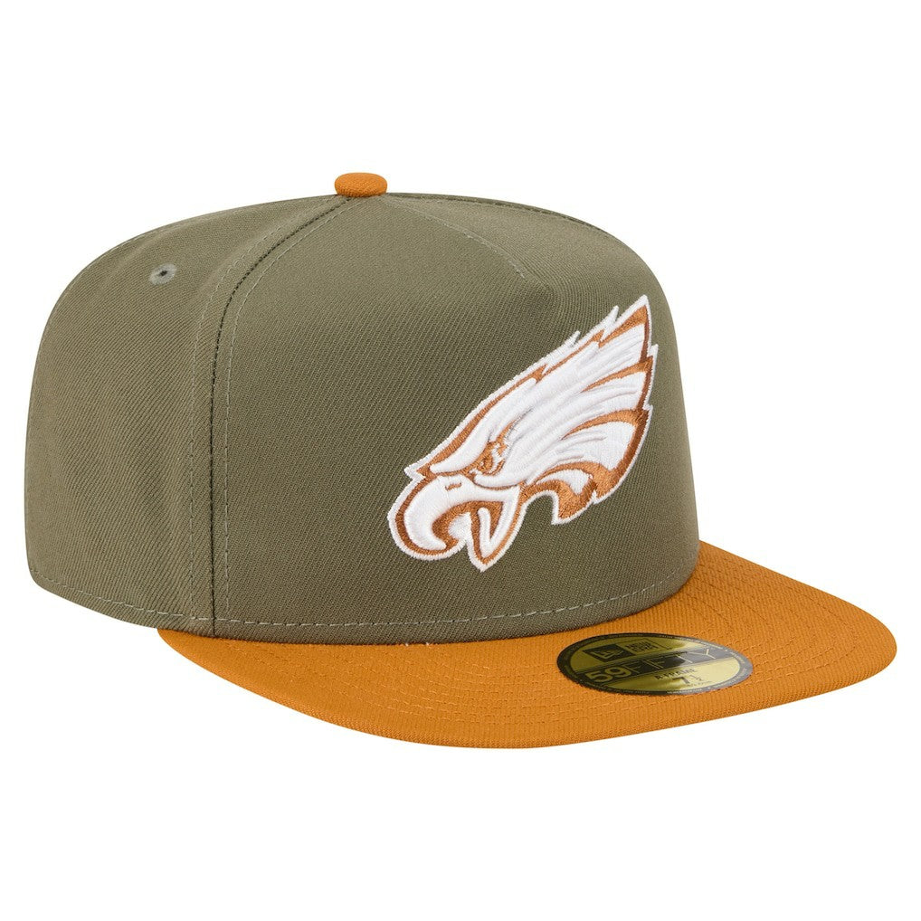 Philadelphia Eagles New Era Color Pack A-Frame 59FIFTY Fitted Hat Olive/Brown