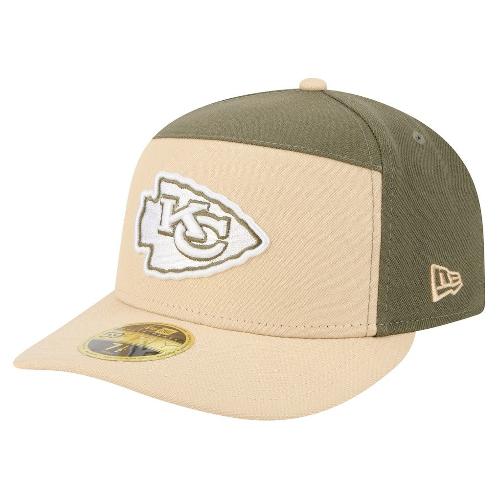 Kansas City Chiefs New Era Two-Tone Color Pack Split Panel 59FIFTY Fitted Hat Light Beige/Olive