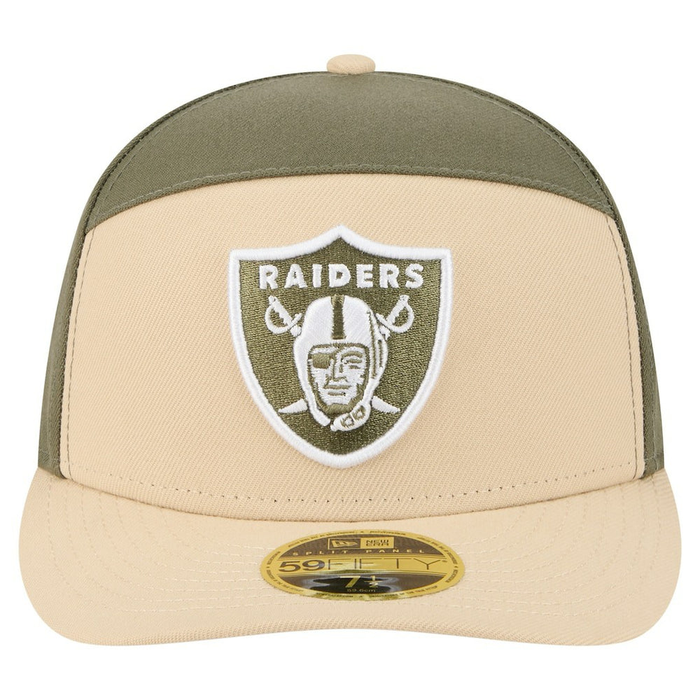 Las Vegas Raiders New Era Two-Tone Color Pack Split Panel 59FIFTY Fitted Hat Light Beige/Olive