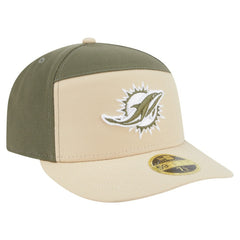 Miami Dolphins New Era Two-Tone Color Pack Split Panel 59FIFTY Fitted Hat Light Beige/Olive