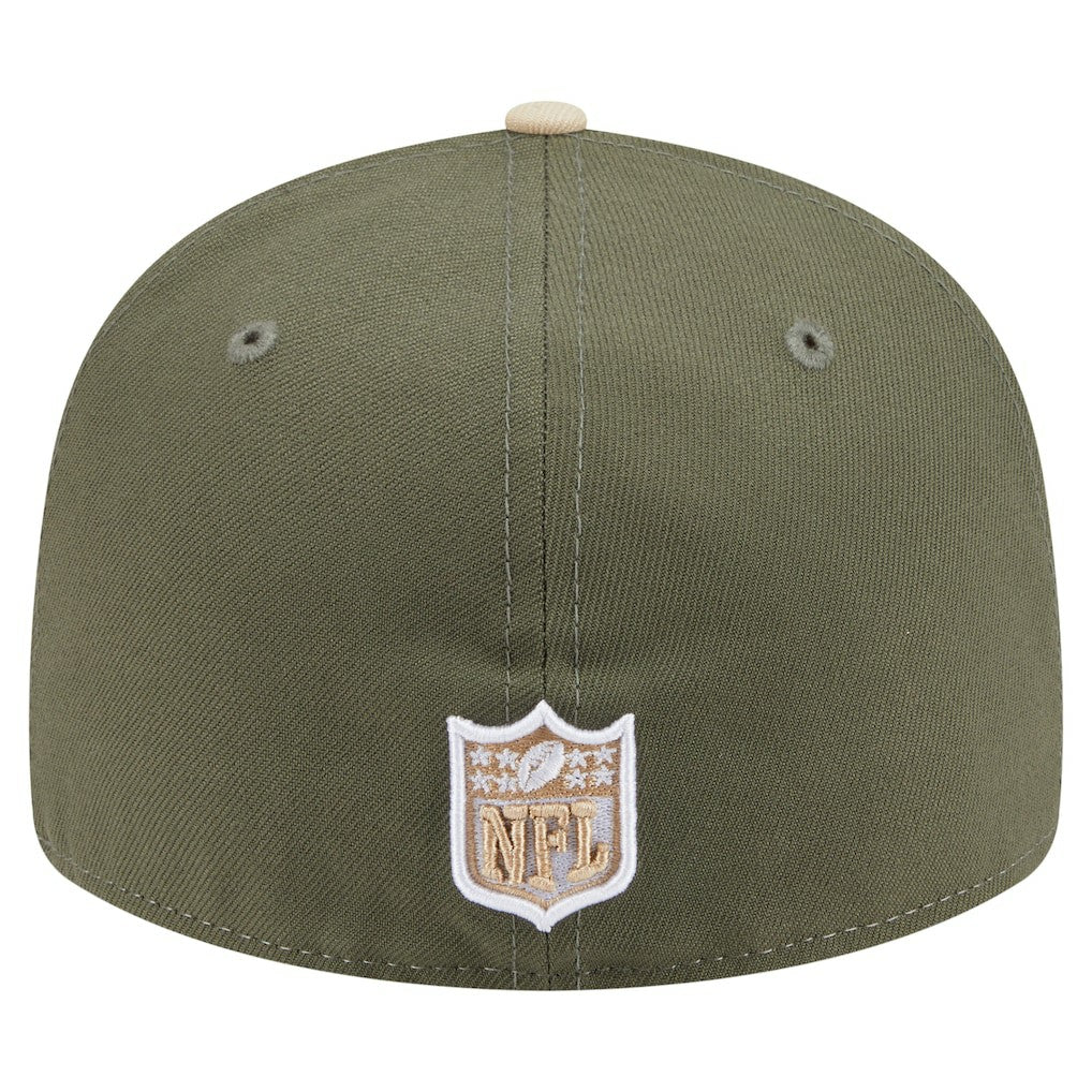 Miami Dolphins New Era Two-Tone Color Pack Split Panel 59FIFTY Fitted Hat Light Beige/Olive