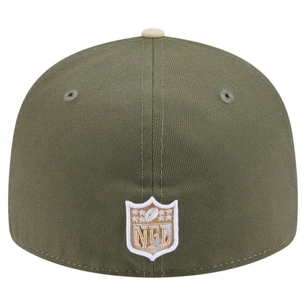 Miami Dolphins New Era Two-Tone Color Pack Split Panel 59FIFTY Fitted Hat Light Beige/Olive