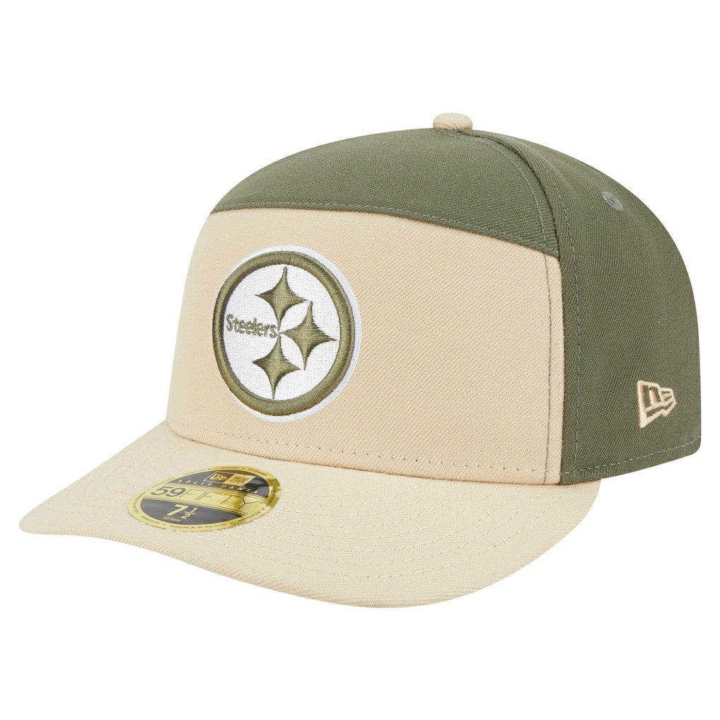 Pittsburgh Steelers New Era Two-Tone Color Pack Split Panel 59FIFTY Fitted Hat Light Beige/Olive