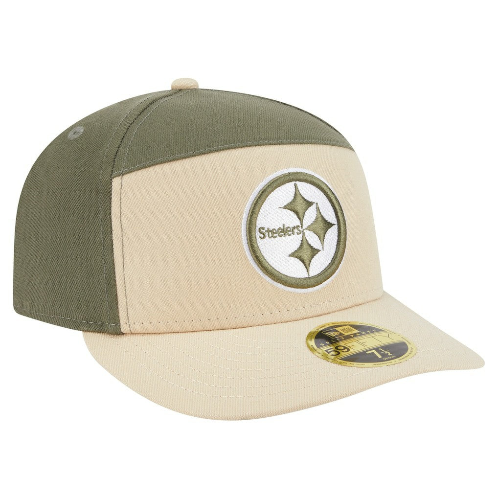 Pittsburgh Steelers New Era Two-Tone Color Pack Split Panel 59FIFTY Fitted Hat Light Beige/Olive