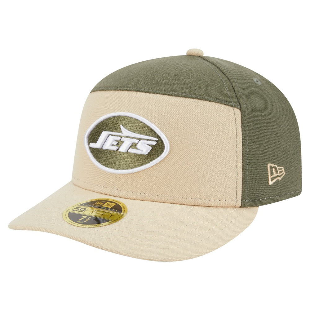 New York Jets New Era Two-Tone Color Pack Split Panel 59FIFTY Fitted Hat Light Beige/Olive