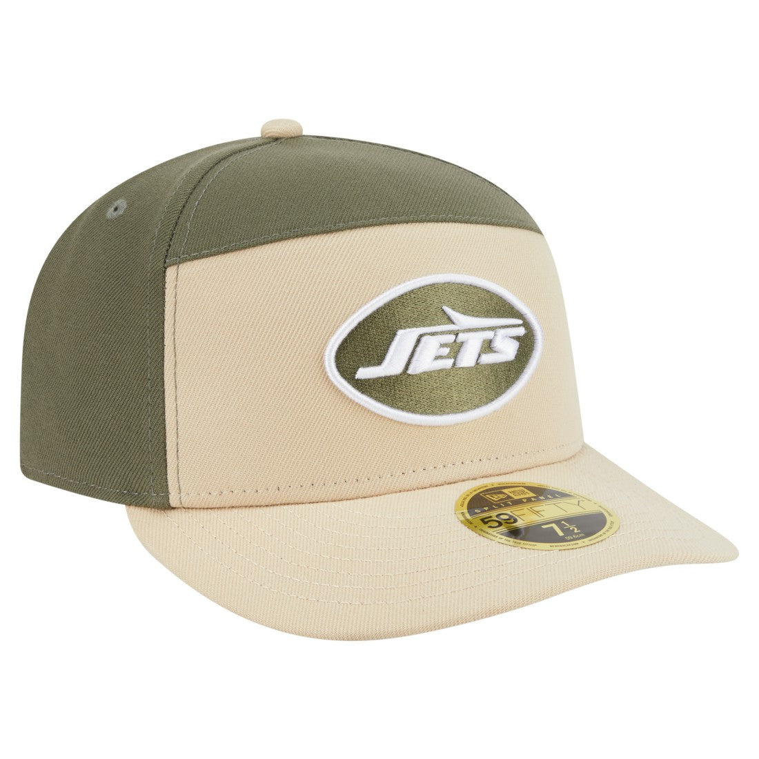 New York Jets New Era Two-Tone Color Pack Split Panel 59FIFTY Fitted Hat Light Beige/Olive