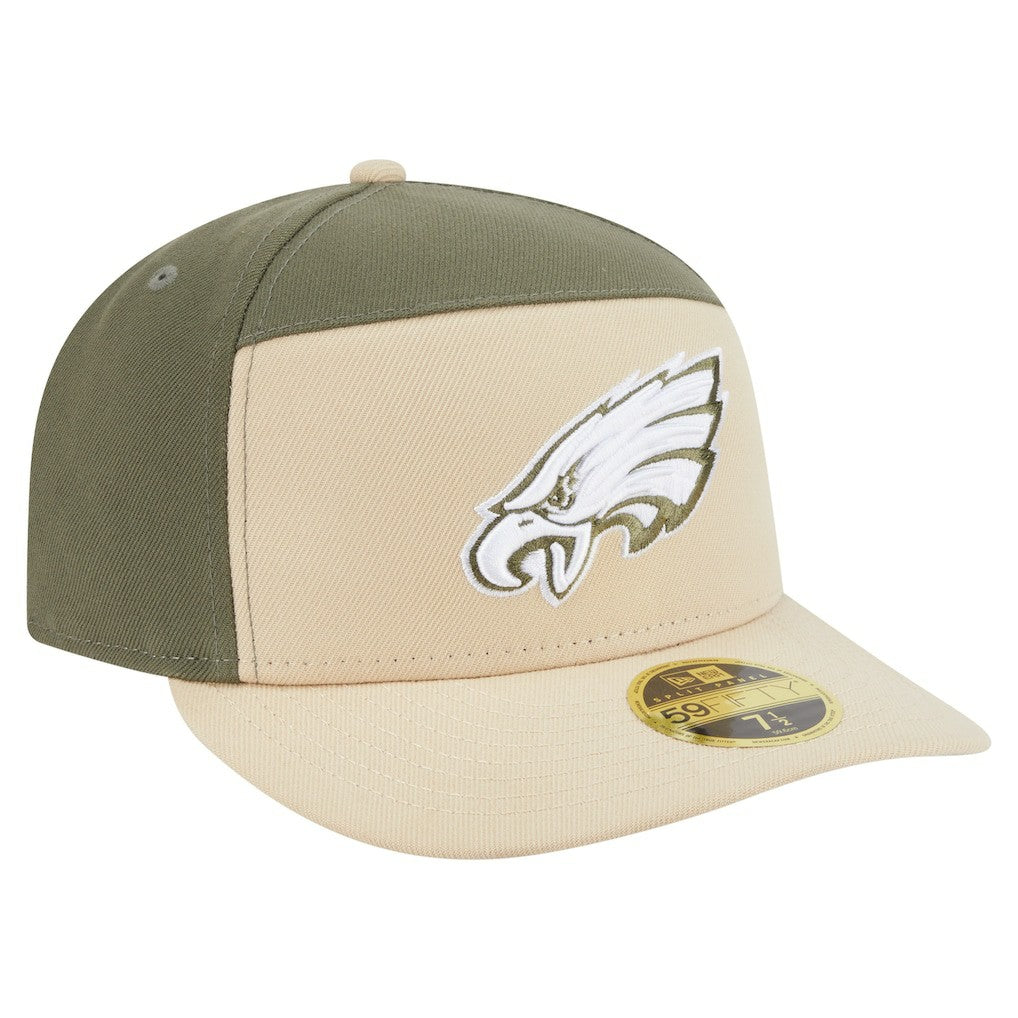 Philadelphia Eagles New Era Two-Tone Color Pack Split Panel 59FIFTY Fitted Hat Light Beige/Olive