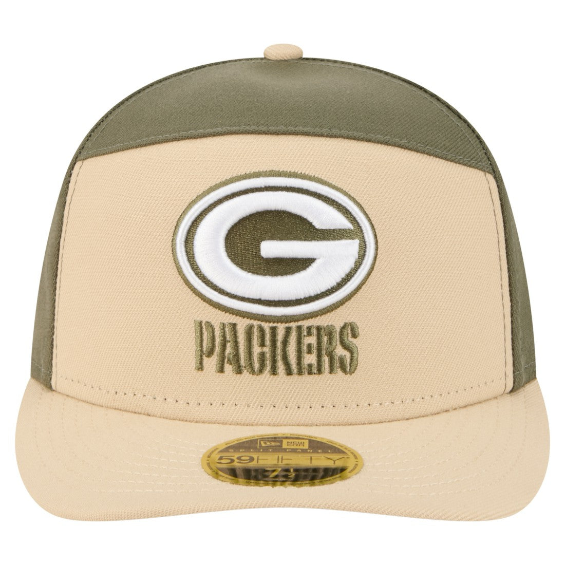 Green Bay Packers New Era Two-Tone Color Pack Split Panel 59FIFTY Fitted Hat Light Beige/Olive