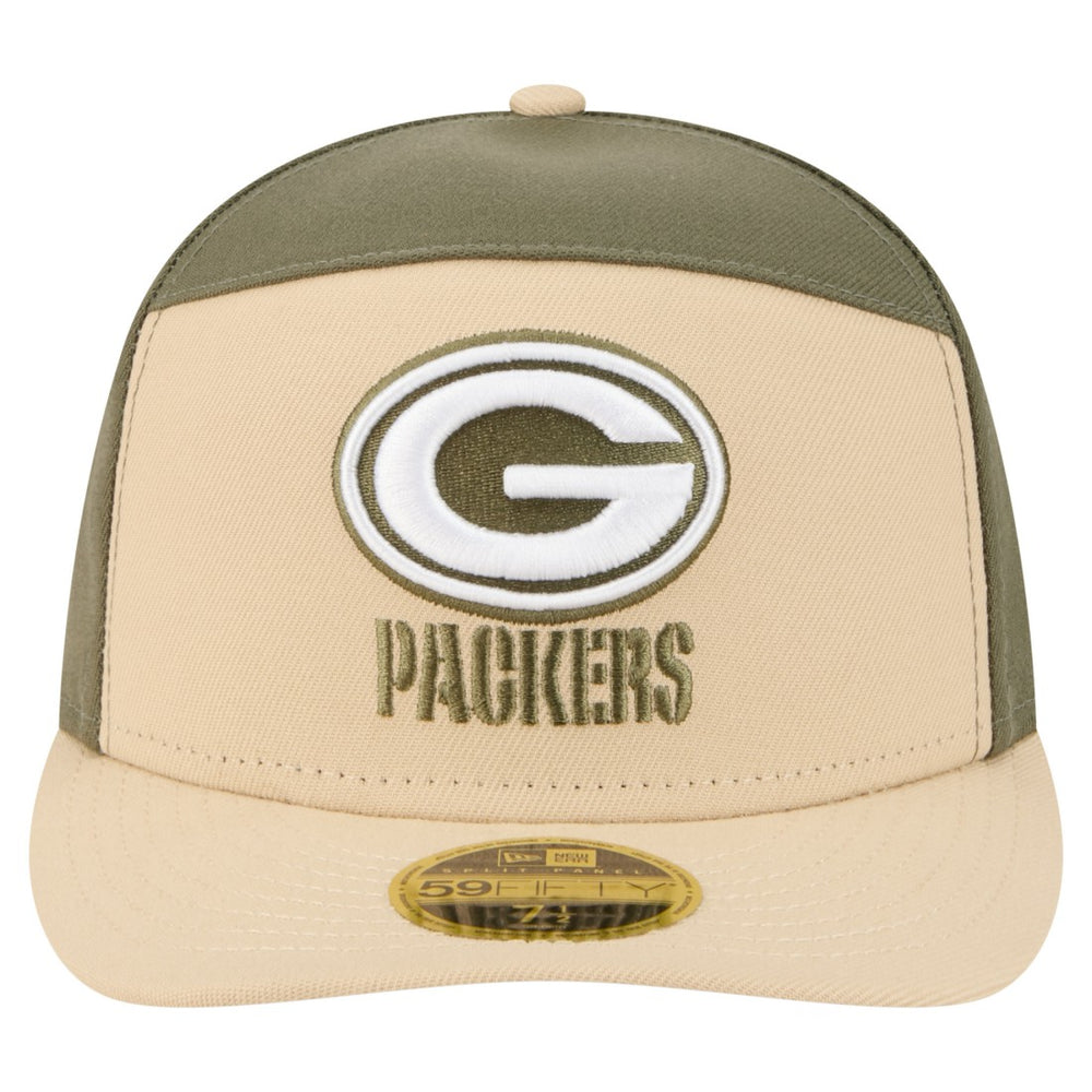 Green Bay Packers New Era Two-Tone Color Pack Split Panel 59FIFTY Fitted Hat Light Beige/Olive
