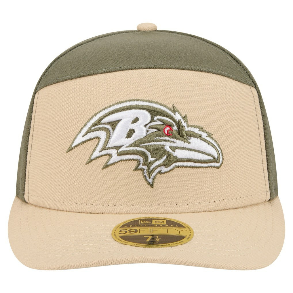 Baltimore Ravens New Era Color Pack Split Panel 59FIFTY Fitted Hat Light Beige/Olive