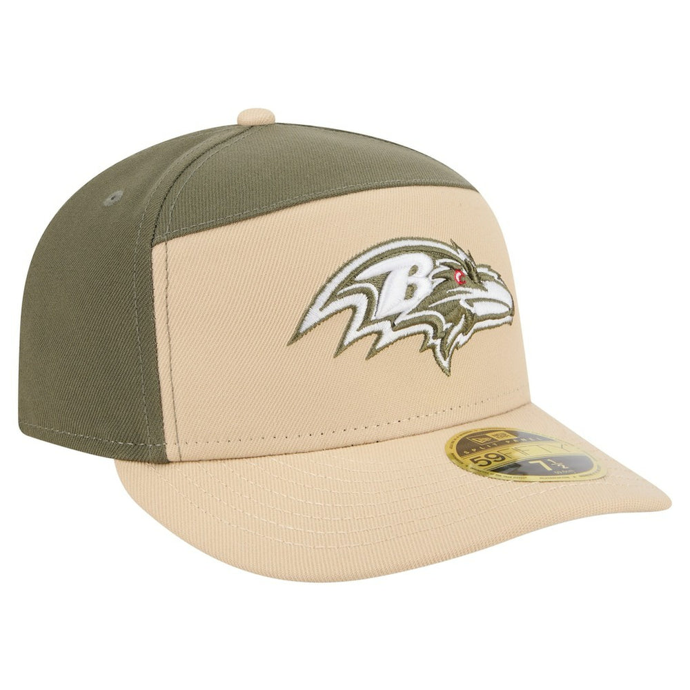 Baltimore Ravens New Era Color Pack Split Panel 59FIFTY Fitted Hat Light Beige/Olive