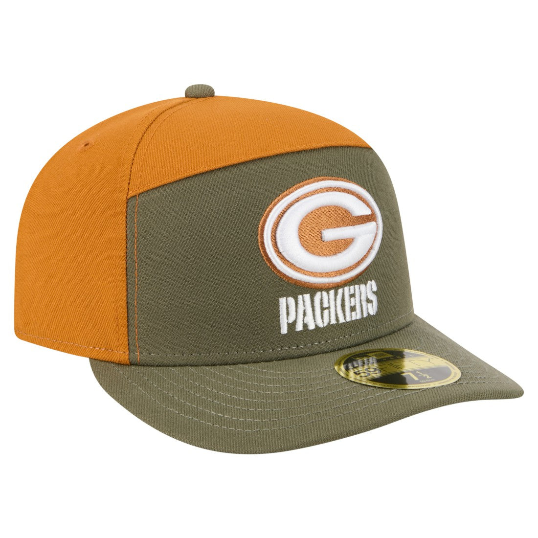 Green Bay Packers New Era Two-Tone Color Pack Split Panel 59FIFTY Fitted Hat Olive/Brown