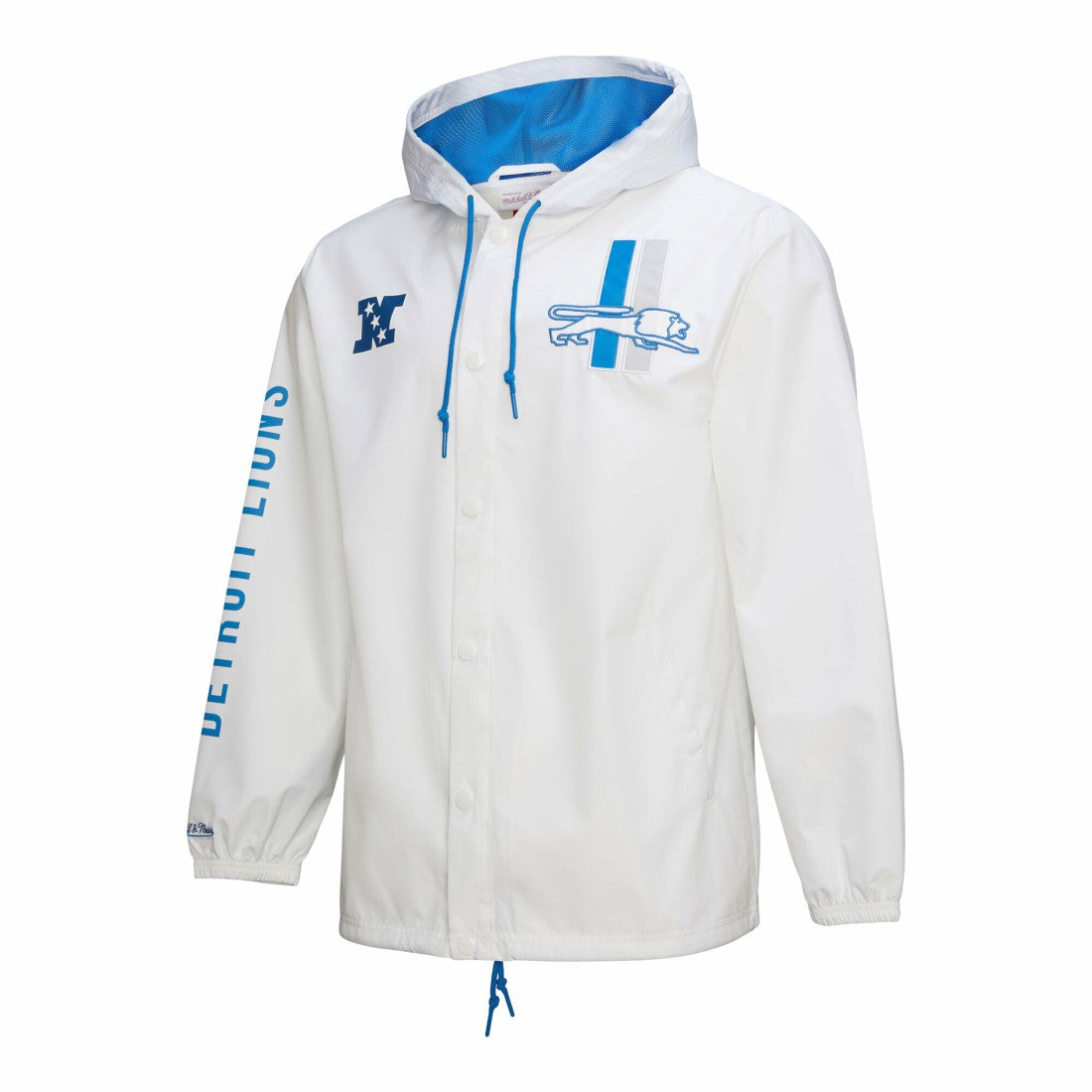 Mitchell & Ness Detroit Lions Vintage Logo Coaches Full-Snap Hoodie Jacket White