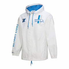 Mitchell & Ness Detroit Lions Vintage Logo Coaches Full-Snap Hoodie Jacket White