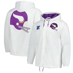 Mitchell & Ness Minnesota Vikings Vintage Logo Coaches Full-Snap Hoodie Jacket White