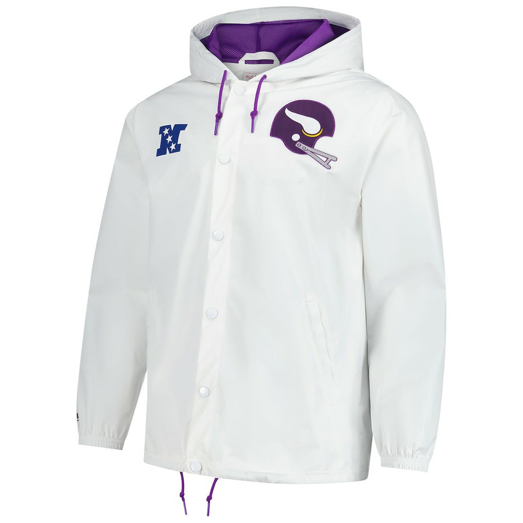Mitchell & Ness Minnesota Vikings Vintage Logo Coaches Full-Snap Hoodie Jacket White