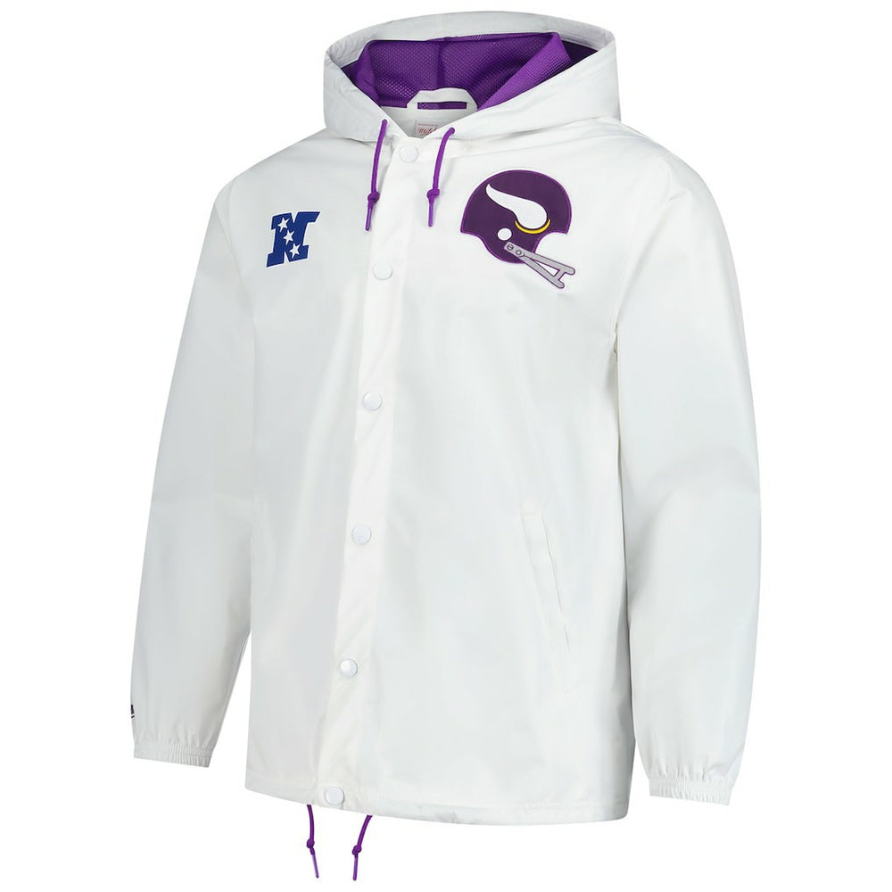 Mitchell & Ness Minnesota Vikings Vintage Logo Coaches Full-Snap Hoodie Jacket White